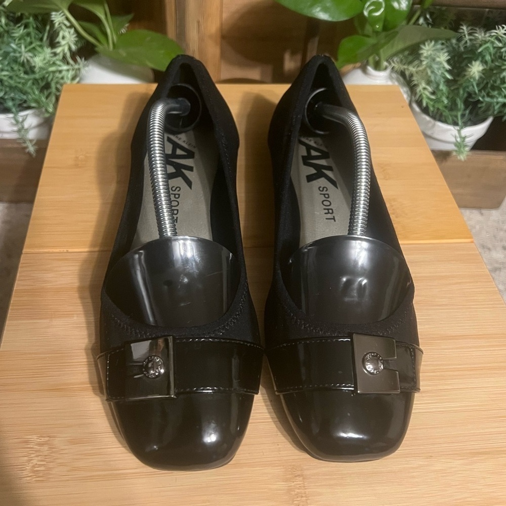 Anne Klein Black Patent Flats